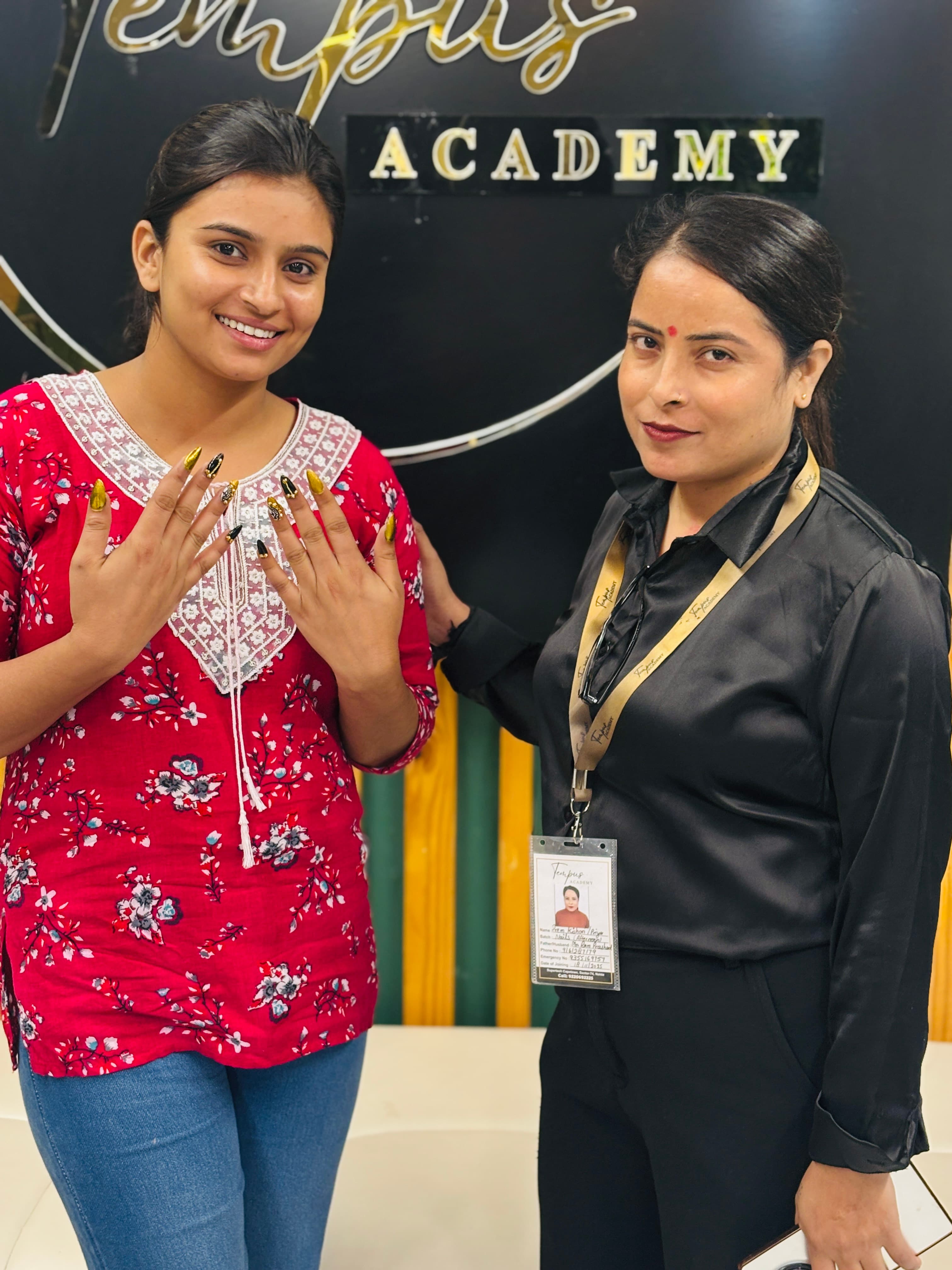 Customer showing nails after nails done